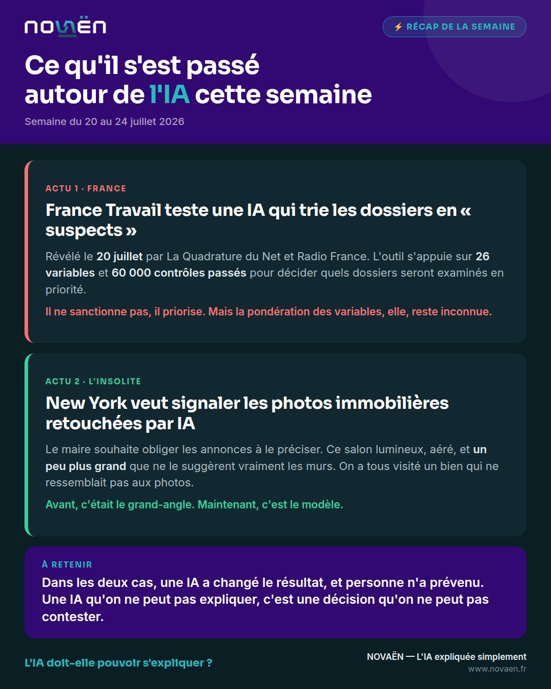 News IA, semaine du 20 juillet 2026